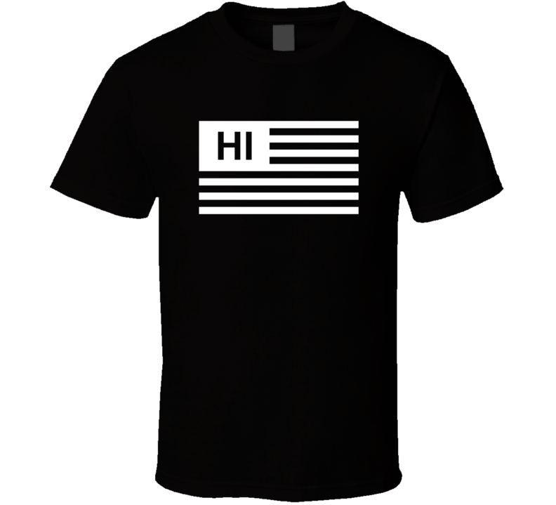 American Flag Hawaii HI Country Flag Black And White T Shirt
