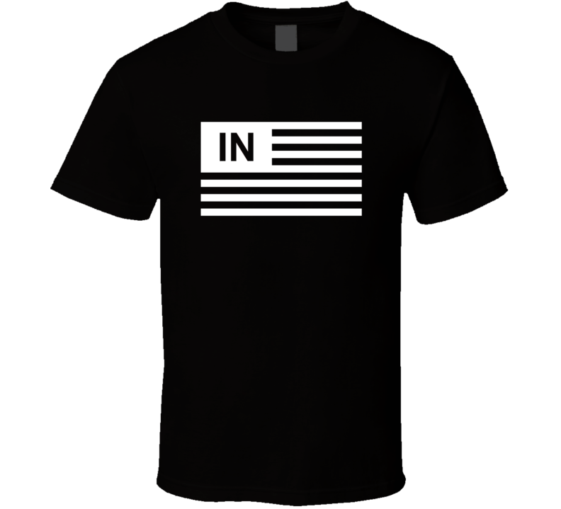 American Flag Indiana IN Country Flag Black And White T Shirt