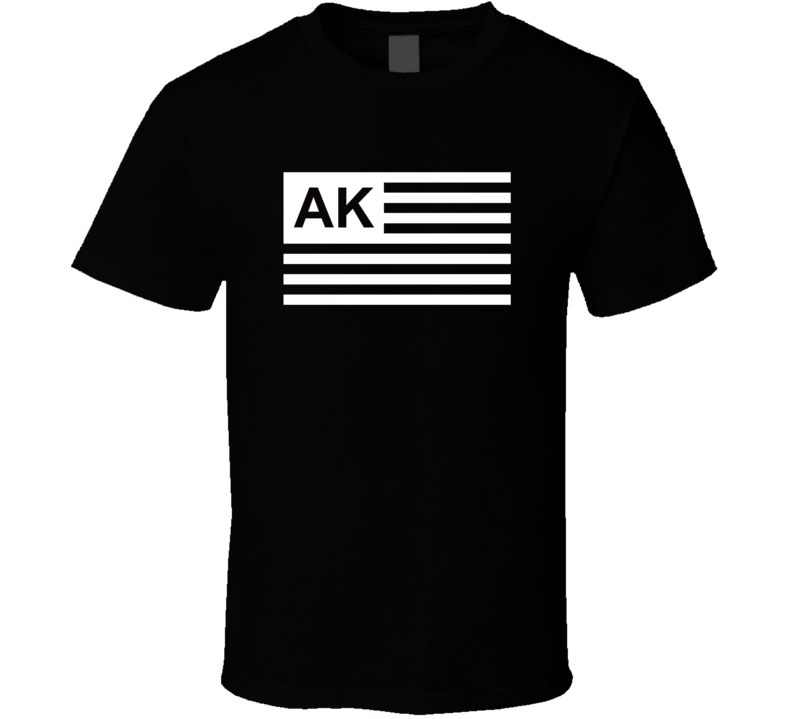 American Flag Alaska AK Country Flag Black And White T Shirt