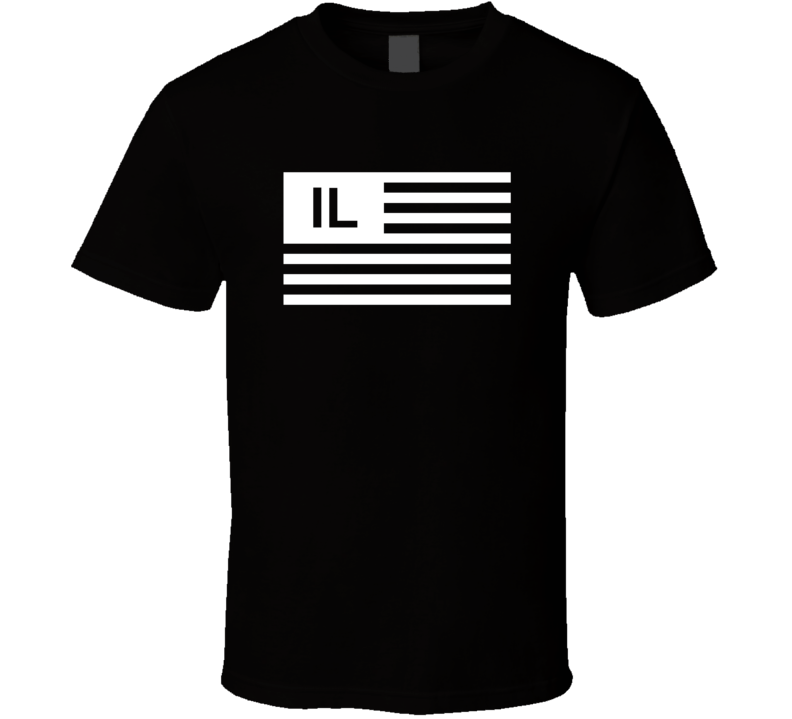 American Flag Illinois IL Country Flag Black And White T Shirt