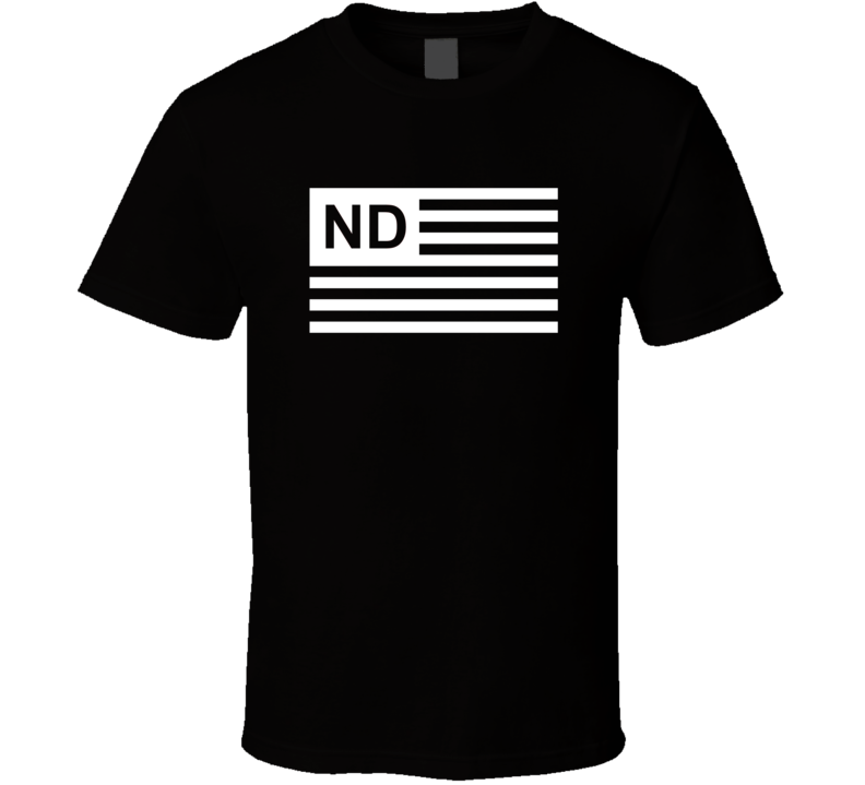American Flag North Dakota ND Country Flag Black And White T Shirt